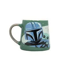 DISNEY - TAZON PIRAMIDE DE CERAMICA BABY YODA GROGU Y MANDALORIAN 400 ML STAR WARS