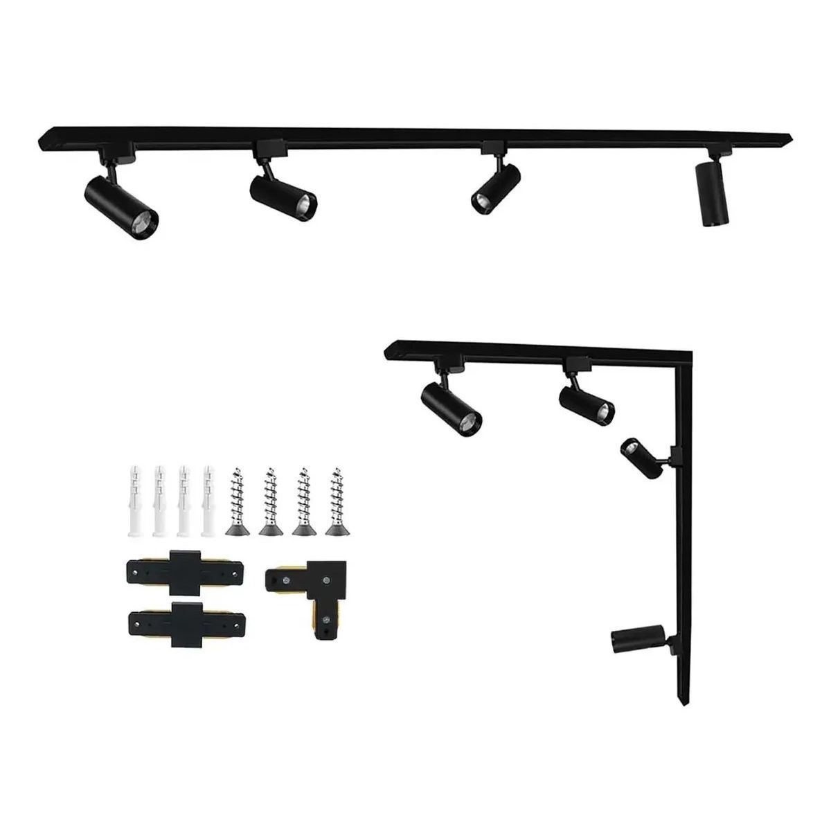 GENERICO - 4 Foco De Riel Cob 220v/30w + Riel 2 Metros Con Conector Kit