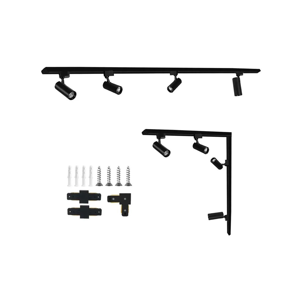 GENERICO - 4 Foco De Riel Cob 220v/30w + Riel 2 Metros Con Conector Kit
