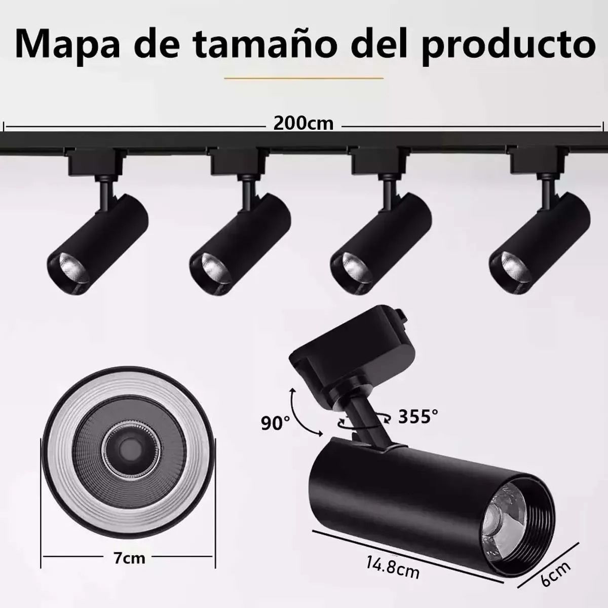 GENERICO - 4 Foco De Riel Cob 220v/30w + Riel 2 Metros Con Conector Kit