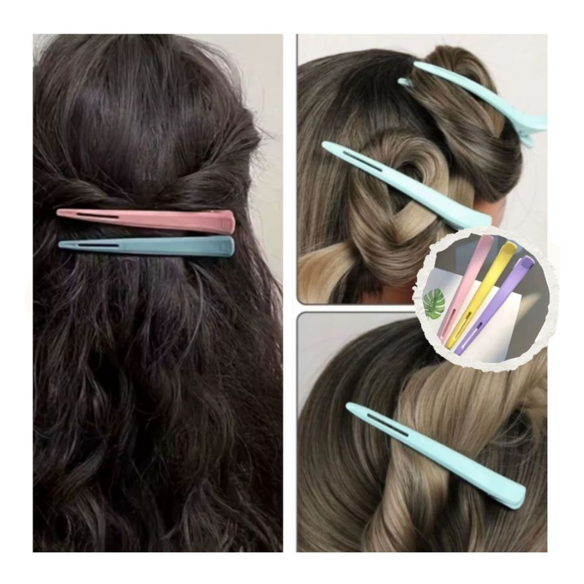 GENERICO - Set de 5 pinches o sujetadores de cabello
