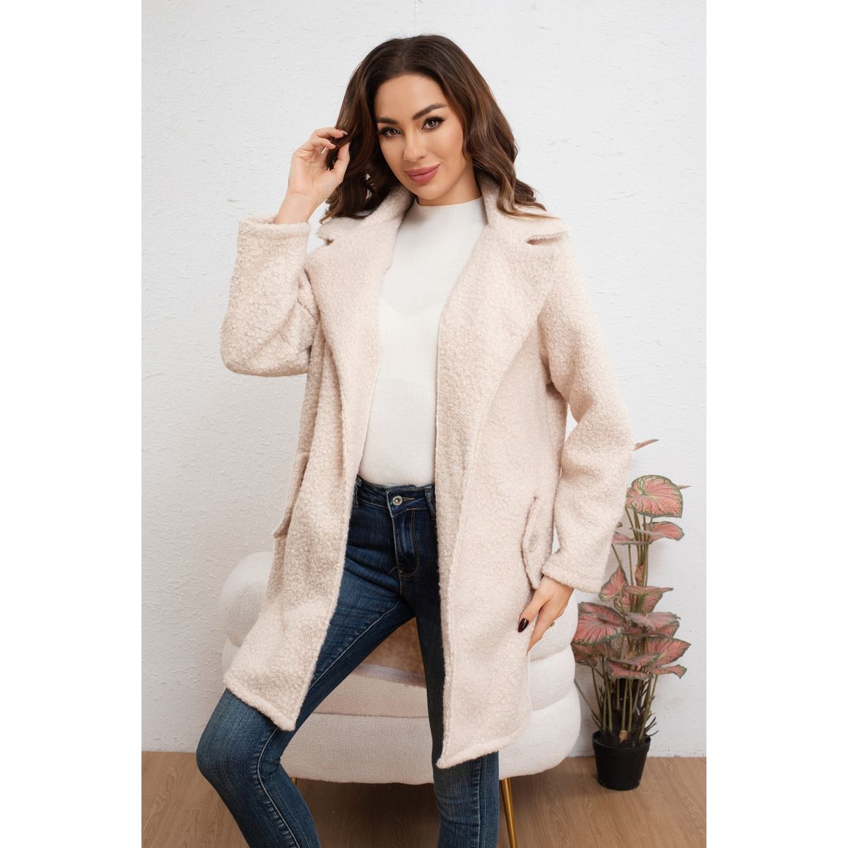 LIKE SHOP - Abrigo Largo Mujer Chaqueta Tipo Corderito Invierno Tendencia 6085