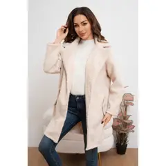 LIKE SHOP - Abrigo Largo Mujer Chaqueta Tipo Corderito Invierno Tendencia 6085