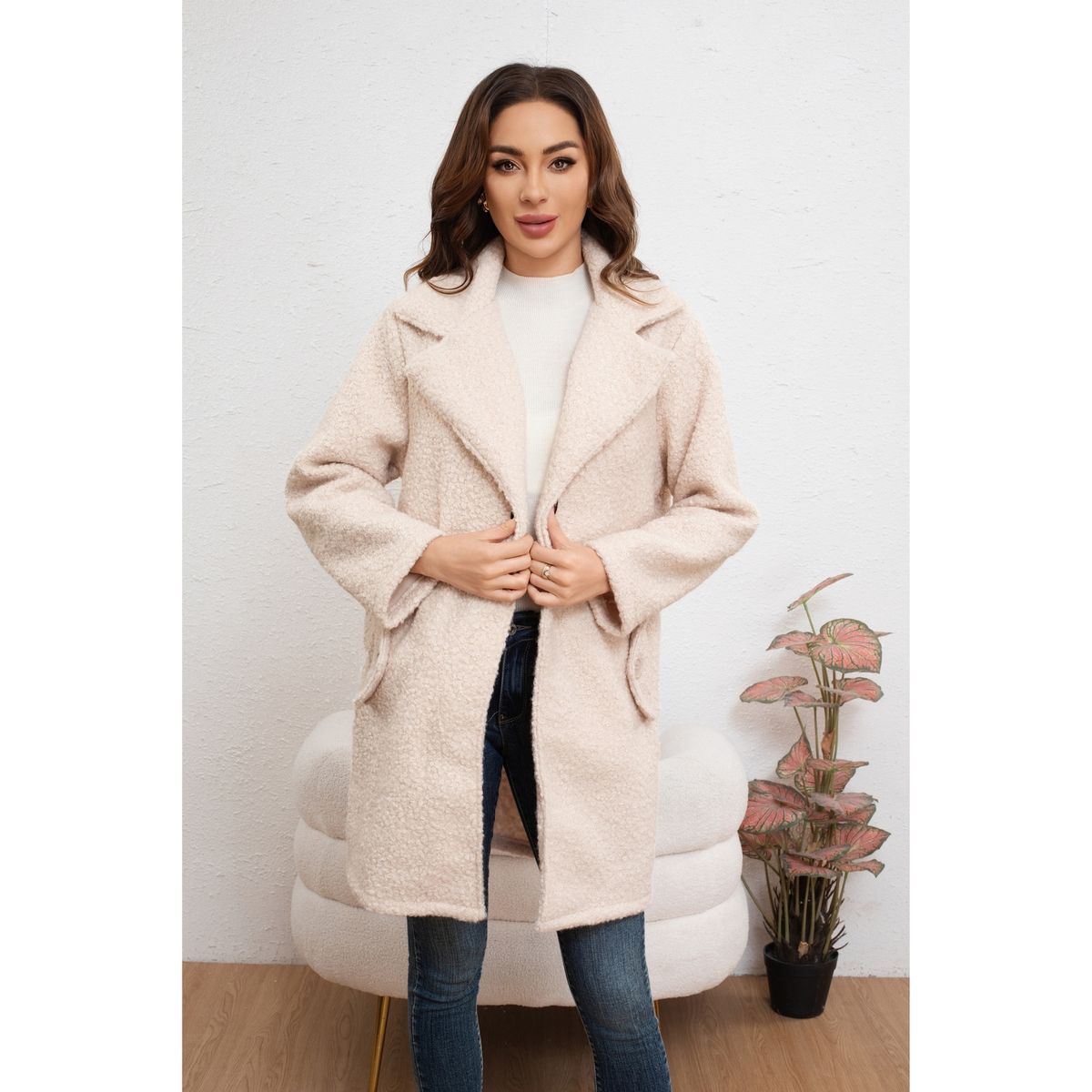 LIKE SHOP - Abrigo Largo Mujer Chaqueta Tipo Corderito Invierno Tendencia 6085