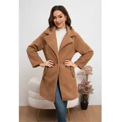 LIKE SHOP - Abrigo Largo Mujer Chaqueta Tipo Corderito Invierno Tendencia 6085