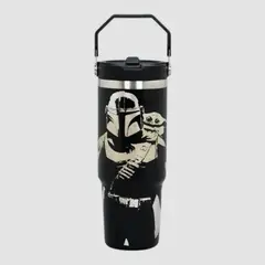 DISNEY - BOTELLA INSULADA CON MANGO BABY YODA GROGU Y MANDALORIAN 850 ML BLACK STAR WARS 1
