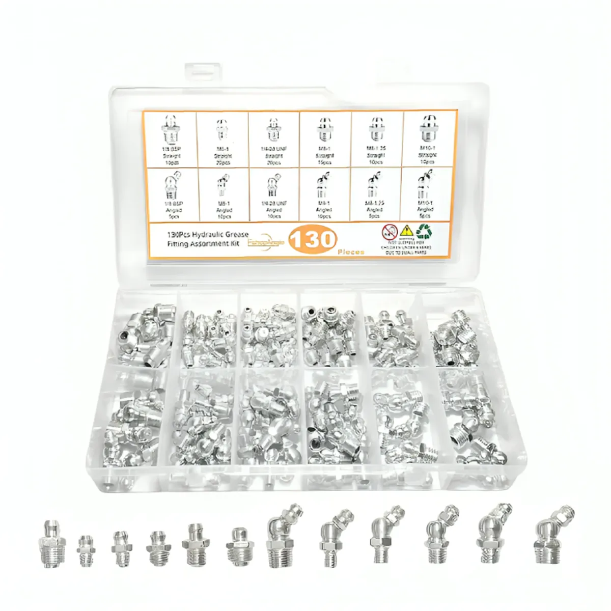 GENERICO - 130pcs Surtido De Boquillas Graseras Hidráulicas Engrase