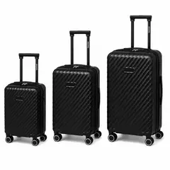 GENERICO - Maleta De Viaje Set De 3 Unds L M S Plastico Resistente Rueda 360
