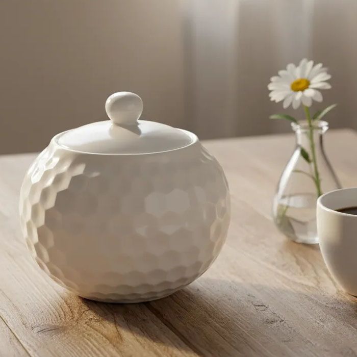 Azucarera Con Tapa De Porcelana Blanca