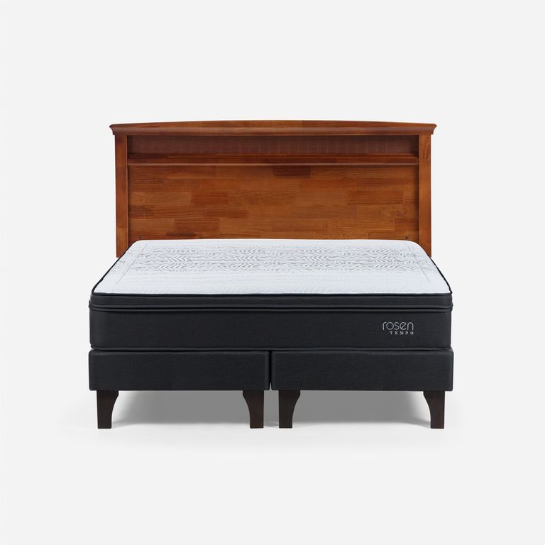 Cama Europea Tempo 2 Plazas x 2.00mt Base Dividida + Respaldo