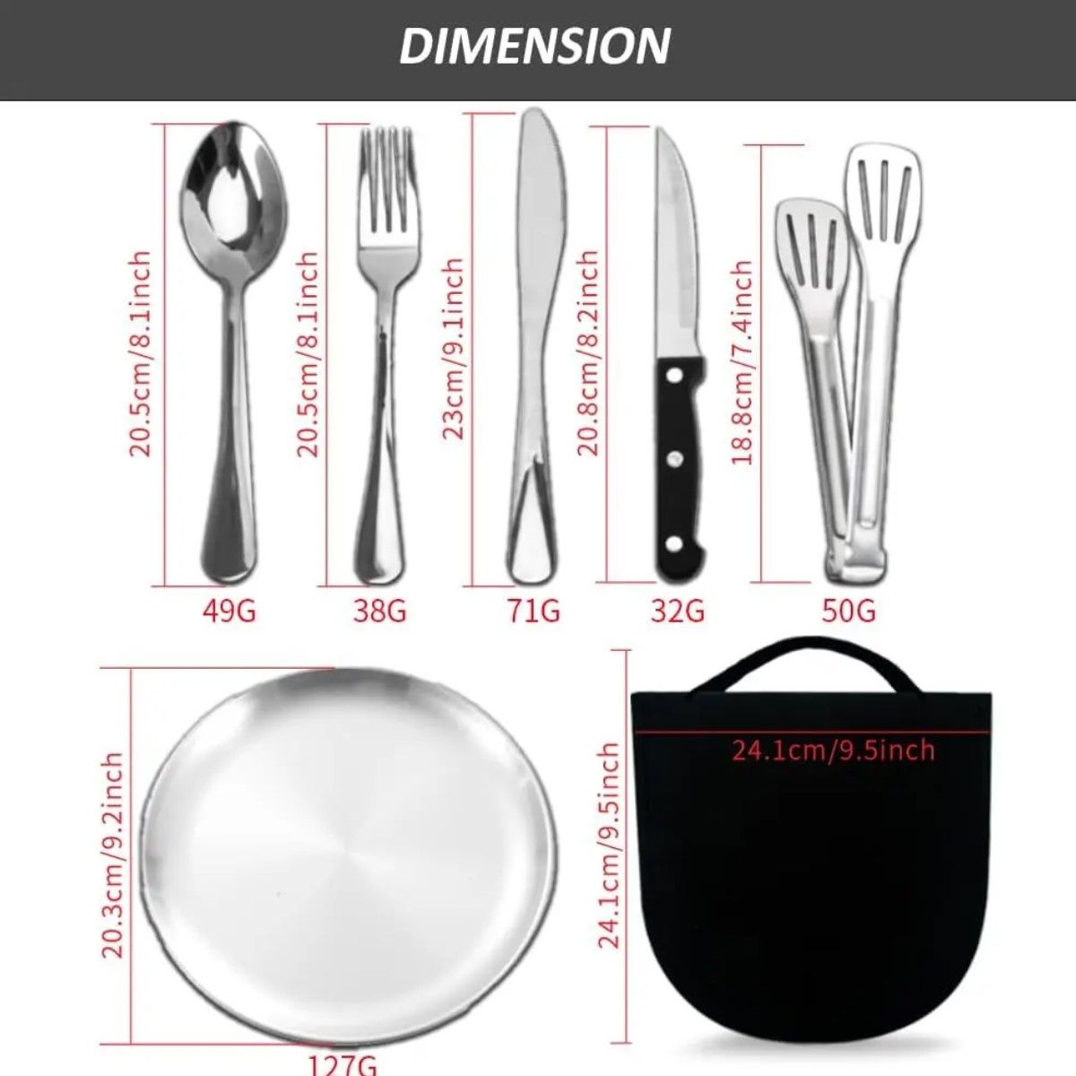 GENERICO - Set Camping Acero Inox Organizador + Cubiertos Completos BELUG