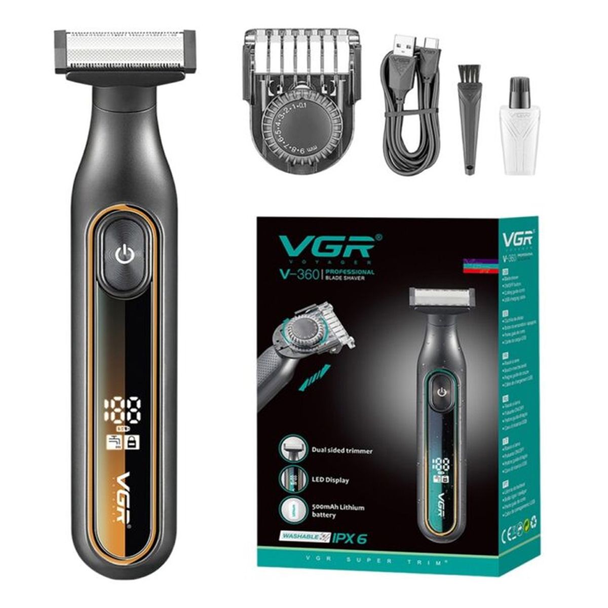 VGR - Afeitadora Corporal Y Barba Inalámbrica VGR V-360
