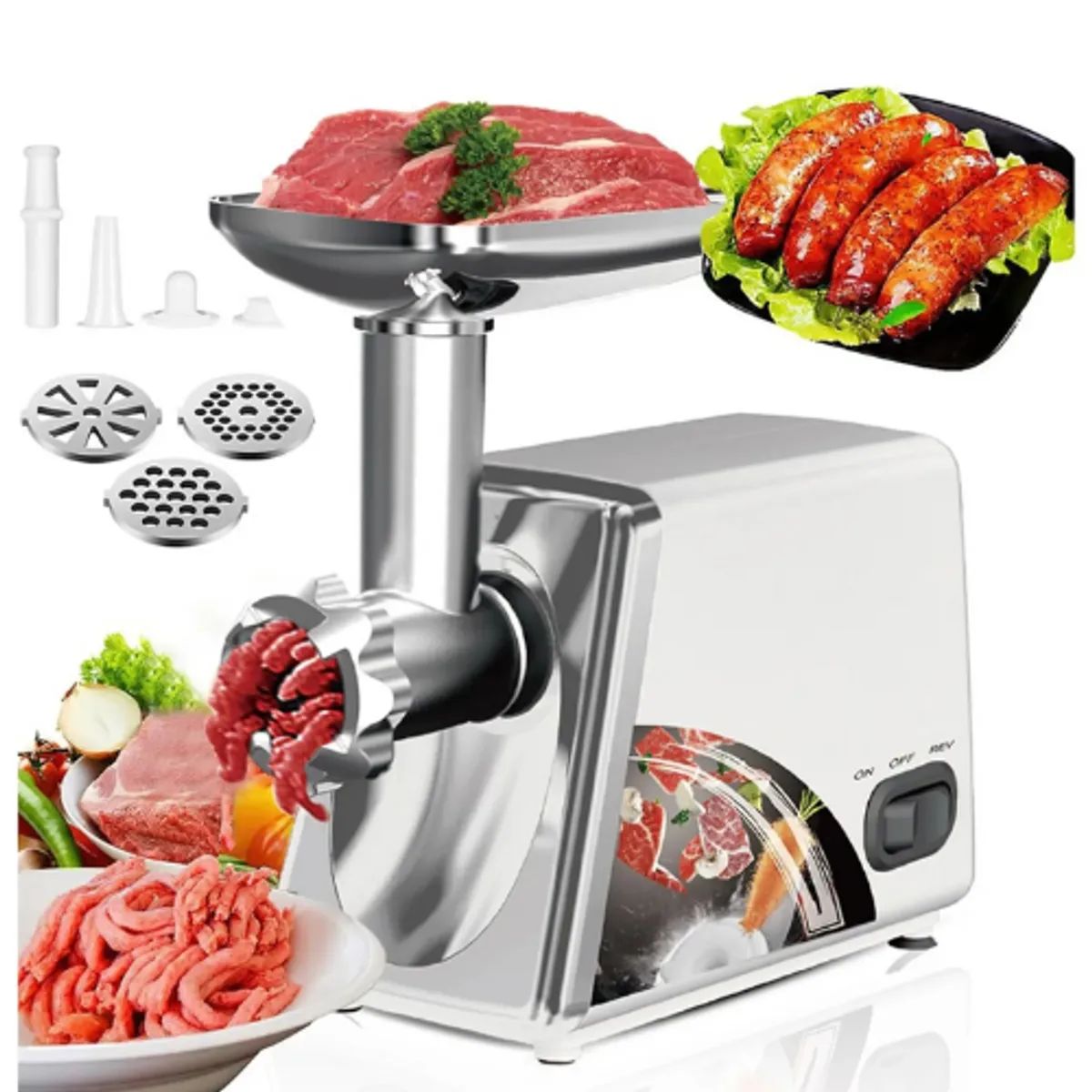 MOVI - MOLEDORA DE CARNE ELÉCTRICA DE ACERO INOXIDABLE + REGALO Balanza Electronica Digital De Cocina