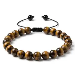 GENERICO - Pulsera de Cuarzo Ahumado Natural Café Ajustable para Hombre