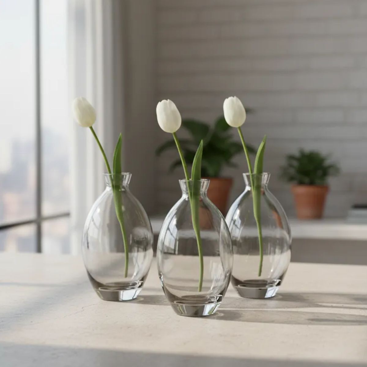 GENERICO - Florero De Vidrio Decorativo Pequeño 12cm Diseño Ovalado