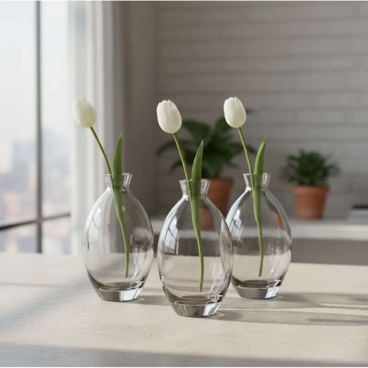 GENERICO - Florero De Vidrio Decorativo Pequeño 12cm Diseño Ovalado