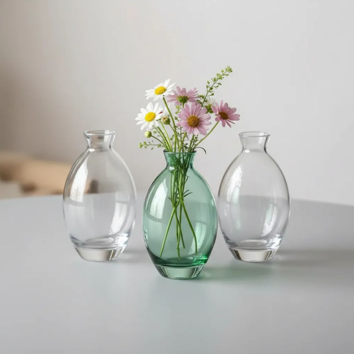 GENERICO - Florero De Vidrio Decorativo Pequeño 12cm Diseño Ovalado