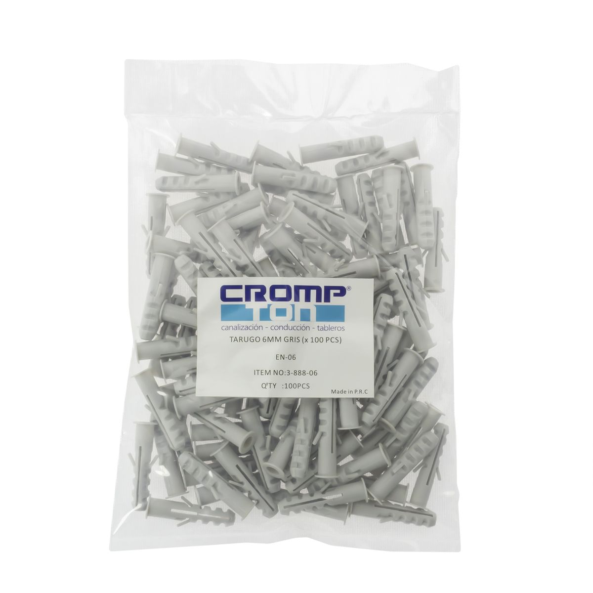 CROMPTON - Tarugo 6Mm Gris Lh  -Bolsa X 100 Ud-