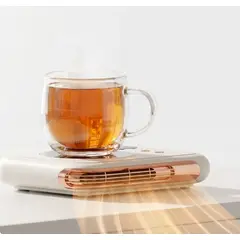 XL - Calentador Taza Electrico 2 en 1 Ventilador Caliente Escritorio Termostato 65C Oficina Hogar