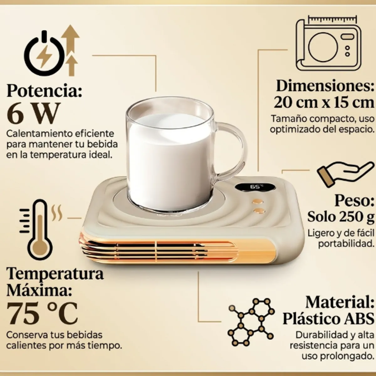 Calentador Taza Electrico 2 en 1 Ventilador Caliente Escritorio Termostato 65C Oficina Hogar, marca XL - Foto 2