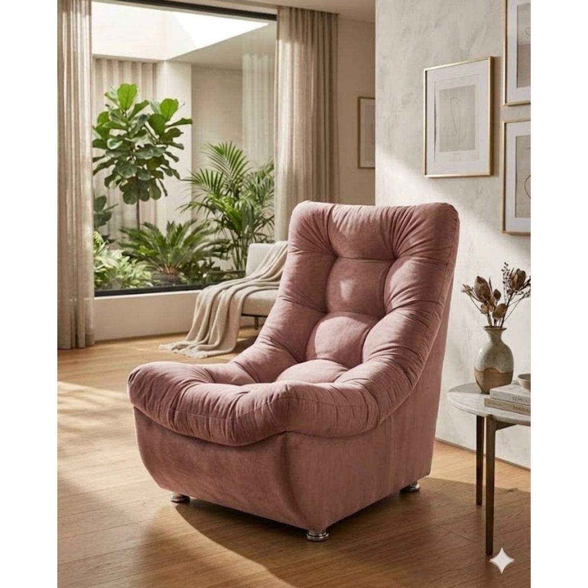 GENERICO - sofa curvo descanso rosado felpa