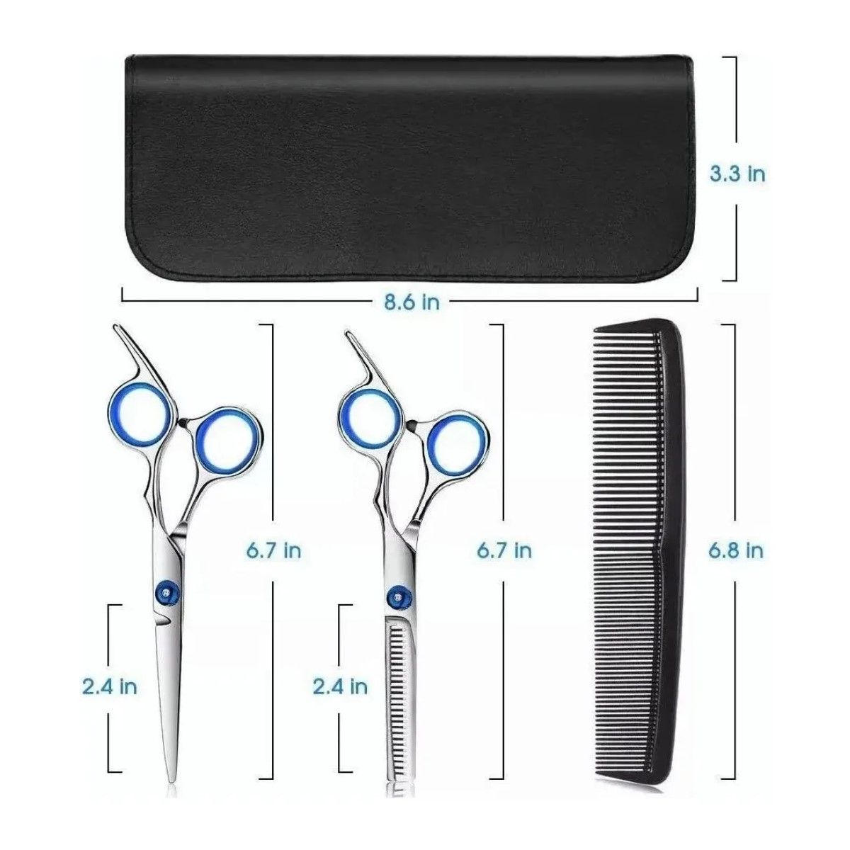 GENERICO - 10pc Set Tijera Cortar Pelo Entresacadora Cabello Peluquería Plateado BELUG