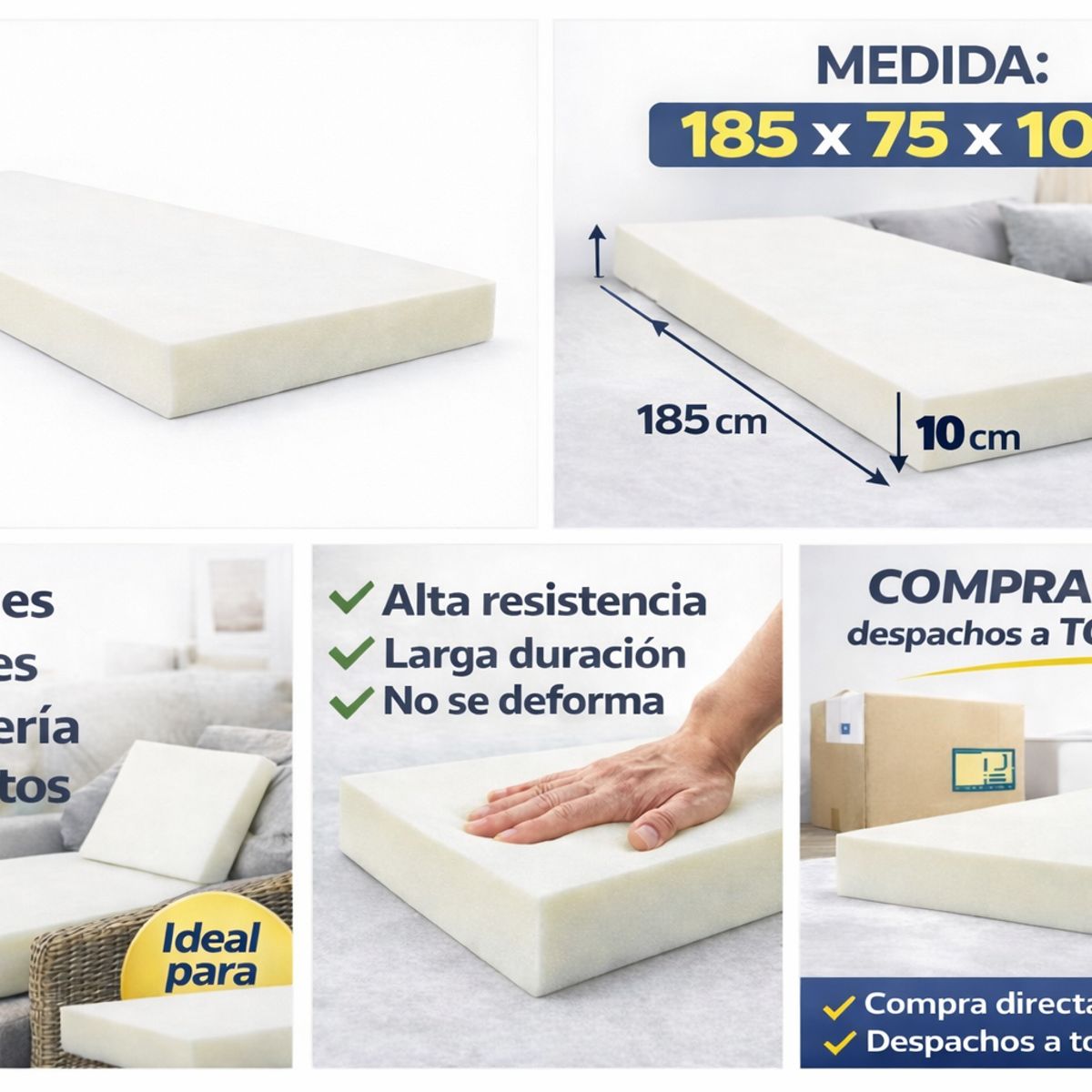 CHILENA CASAGRANDE - Espuma Alta Densidad 30 - 185x75x10 cm