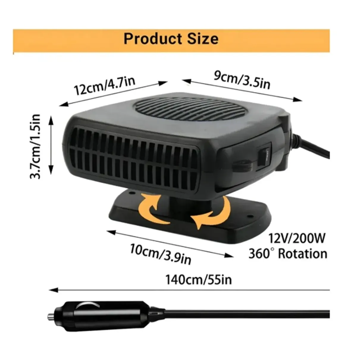 GENERICO - Calefactor Para Auto 12V - 200w Calefacción Portátil