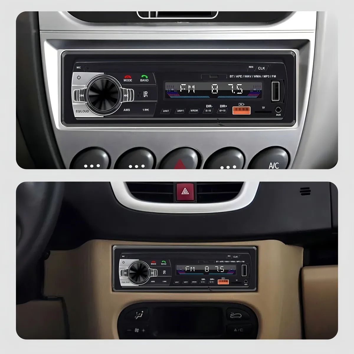 GENERICO - Radio Auto 1 DIN Bluetooth - 4x60W MP3 USB MicroSD Aux - Panel Desmontable