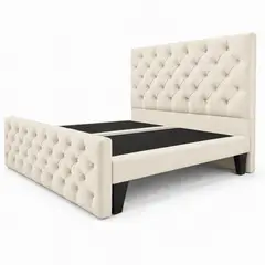 GENERICO - Cama King Capitone Crudo con Doble Respaldo Diseño Moderno y Máximo Confort