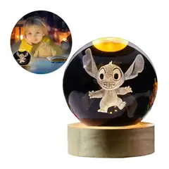 GENERICO - Lámparas, Esferas de cristal 8cm- STITCH LED 3D