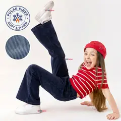 UTILISIMO - Pantalón Palazzo Niña Polar Con Chiporro Calza Elasticada Térmica Navy Blue