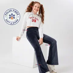 UTILISIMO - Pantalón Palazzo Polar Con Chiporro Niña Juvenil Calza Elasticada Térmica Navy Blue