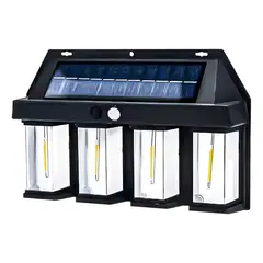 GENERICO - Lampara Luz Aplique Solar 4 Leds Exterior S/m Pared Calida Estructura Negro BELUG