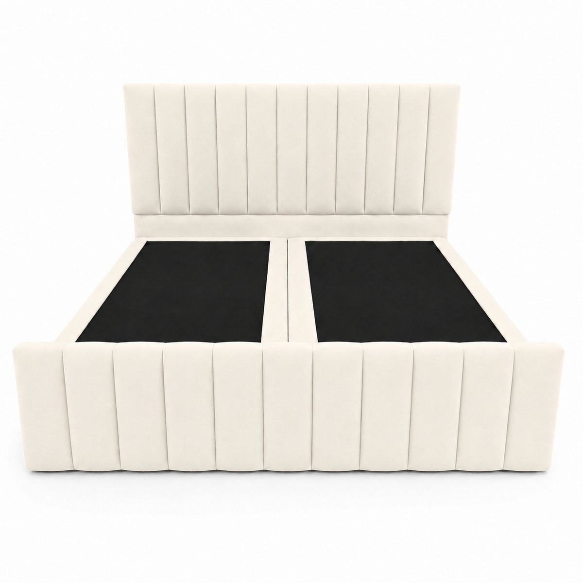 GENERICO - Cama King Turin Crudo con Doble Respaldo  Diseño Moderno y Máximo Confort
