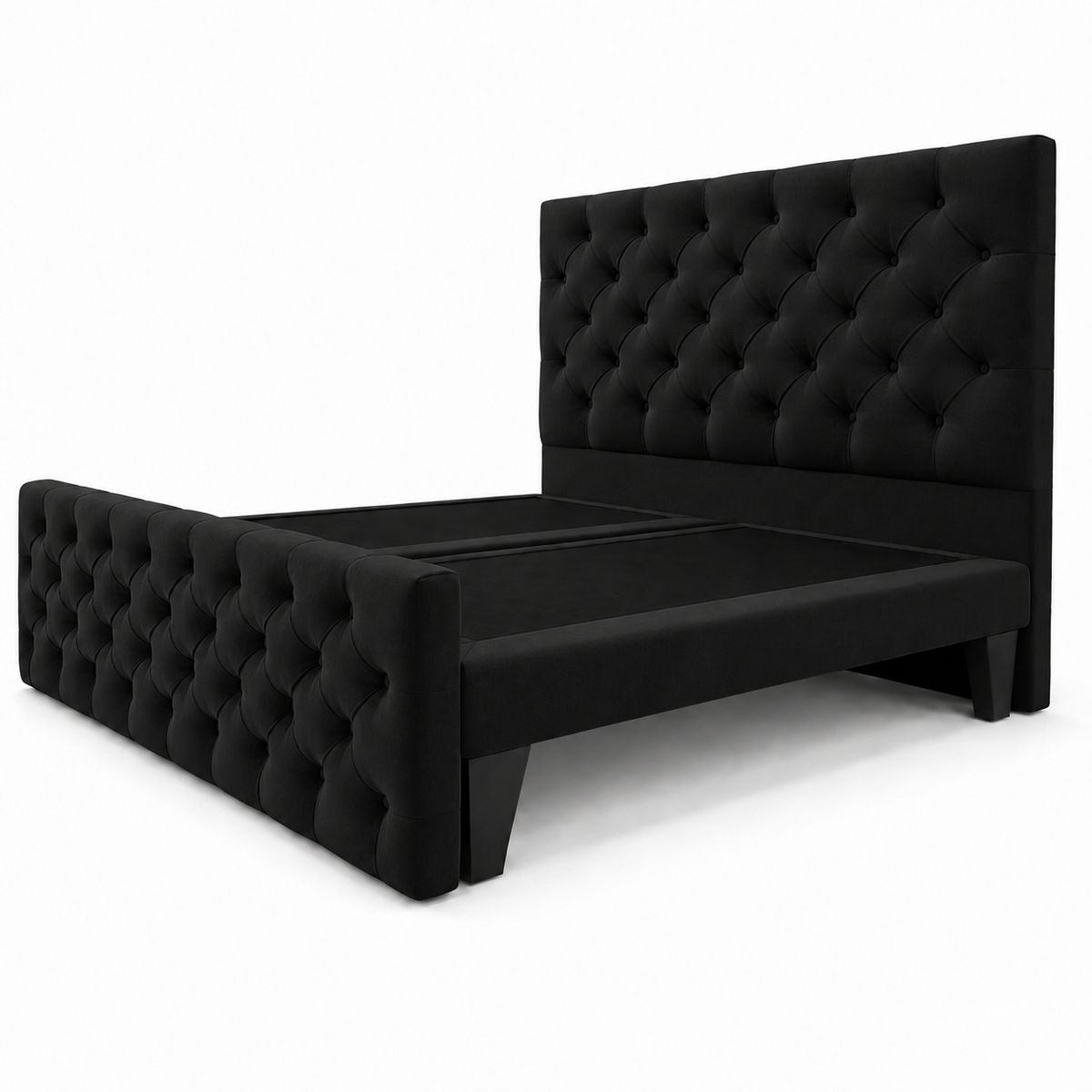 GENERICO - Cama King Capitone Negro con Doble Respaldo  Diseño Moderno y Máximo Confort