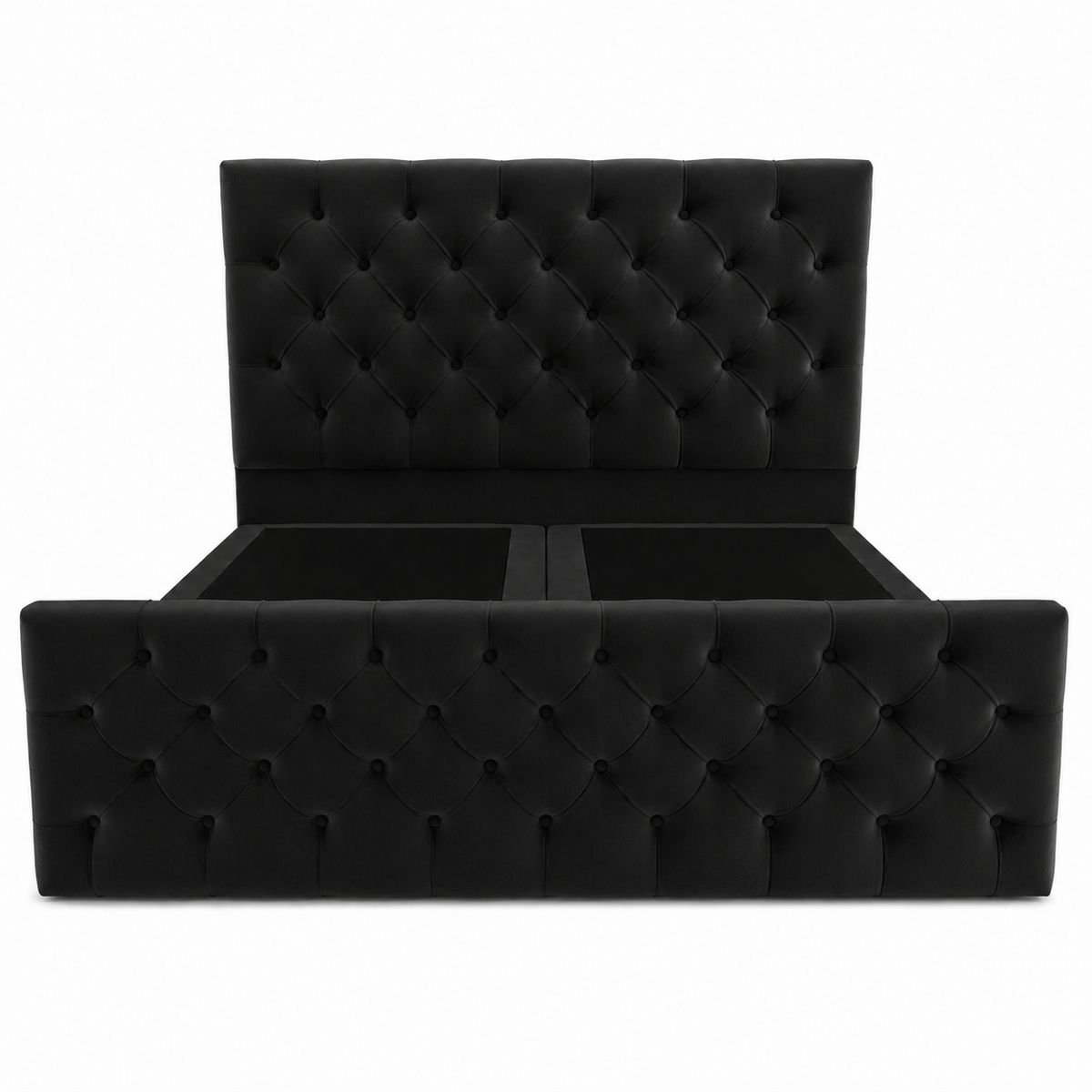 GENERICO - Cama King Capitone Negro con Doble Respaldo  Diseño Moderno y Máximo Confort