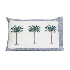 ESTAMPA - FUNDA ALMOHADON PALMERA AZUL