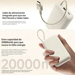 XIAOMI - Power Bank 33W 20000mAh con Cable Integrado Blanco