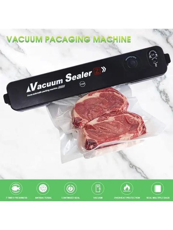 GENERICO Maquina Selladora Al Vacío Alimentos 90w + 10 bolsas Color Negro Vacuum Sealer