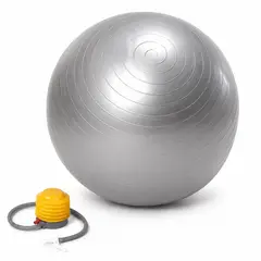 HOMESTAR - Pelota de ejercicio pilates yoga gris con inflador 55cm