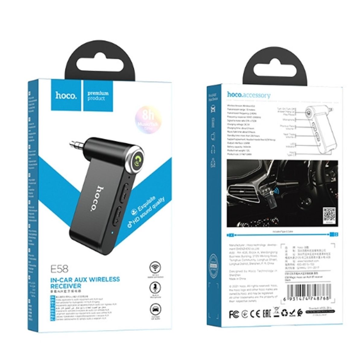 HOCO - Adaptador receptor bluetooth para Auto con conexión 3.5mm - E58 HOCO