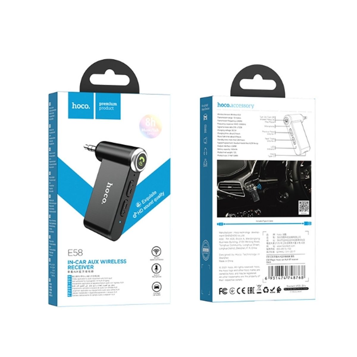 HOCO - Adaptador receptor bluetooth para Auto con conexión 3.5mm - E58 HOCO