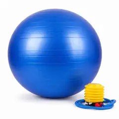 HOMESTAR - Pelota de ejercicio pilates yoga azul de 55 cm con inflador manual