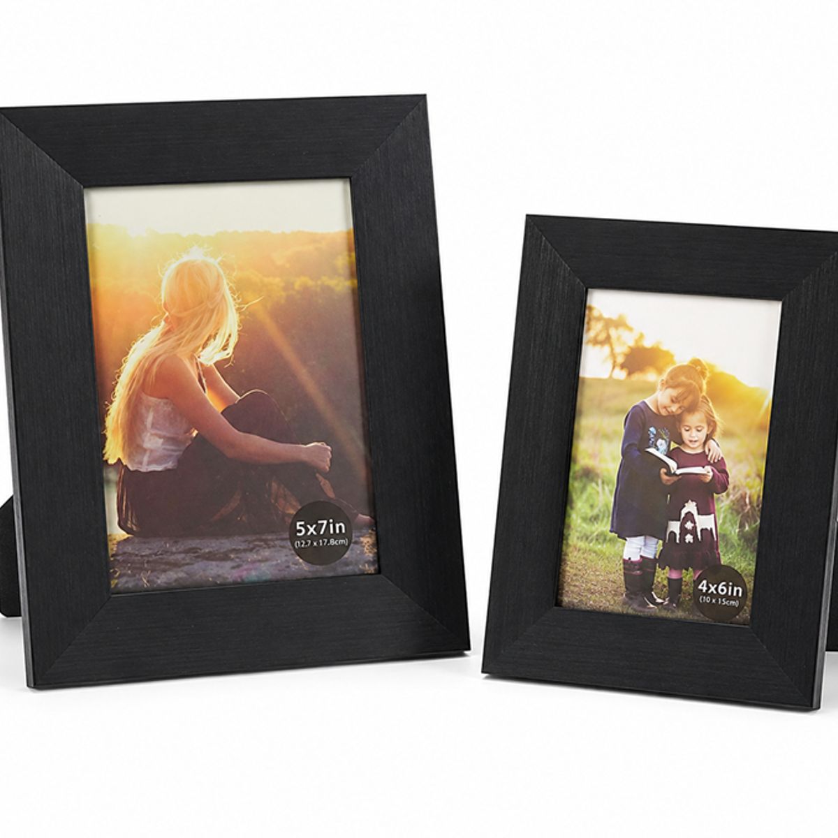 GENERICO - Pack 2 Marcos de Fotos Negros Decorativos 4x6" y 5x7" – Portarretratos Elegantes para Hogar