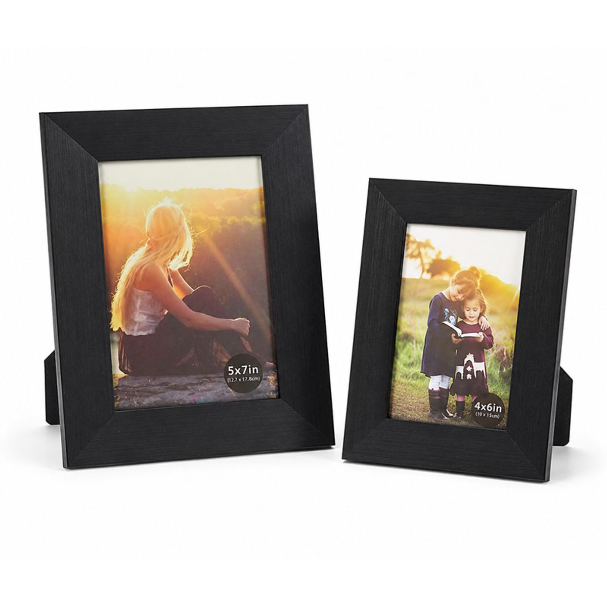 GENERICO - Pack 2 Marcos de Fotos Negros Decorativos 4x6" y 5x7" – Portarretratos Elegantes para Hogar