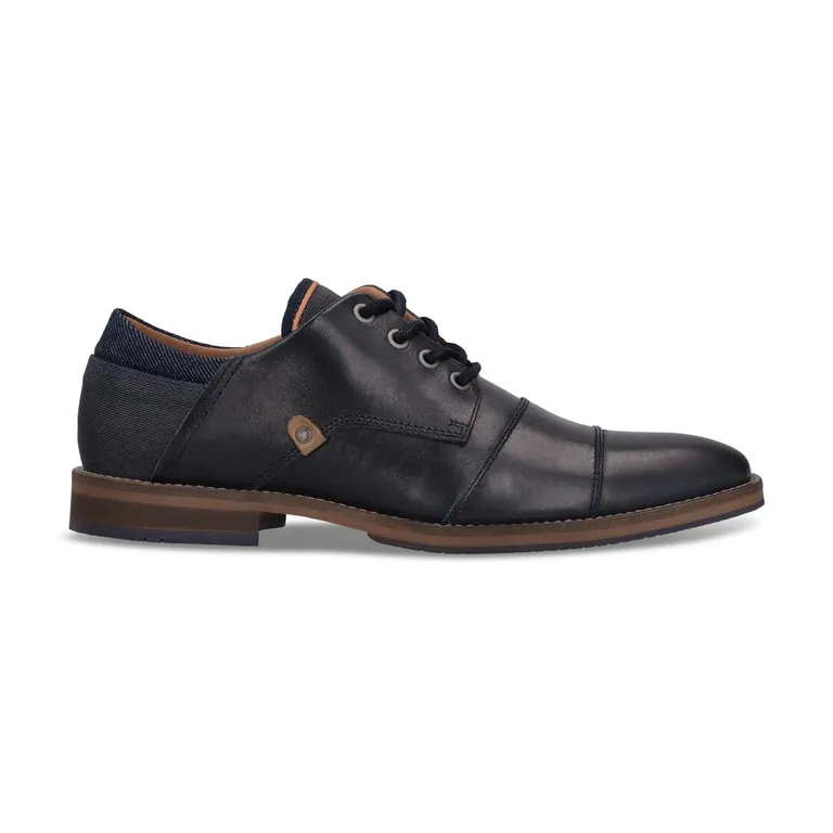 Zapatos Formal Casual Hombre Derby Cuero Alden Azul