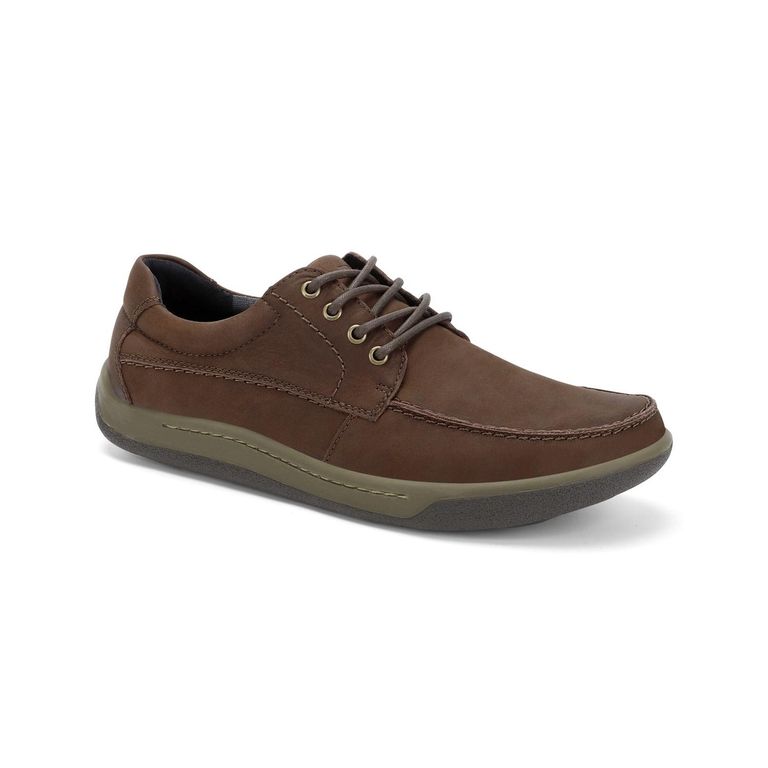 Zapatos Hombre Cuero 24 Flex Moc Toe Café Oscuro Arno