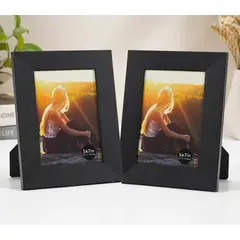 GENERICO - Pack 2 Marcos de Fotos Negros Decorativos 5x7" – Portarretratos Elegantes para Hogar y Oficina