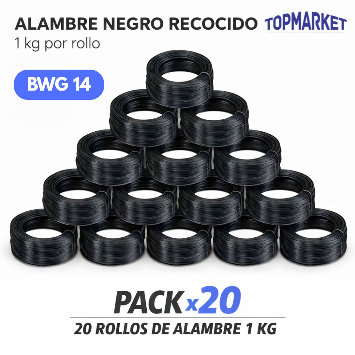 Alambre Negro Recocido N14 1kg 20 unidades, marca GENERICO - Foto Principal
